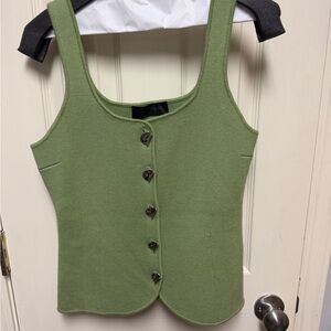 Zara Sage Green Button-Front Tank Top